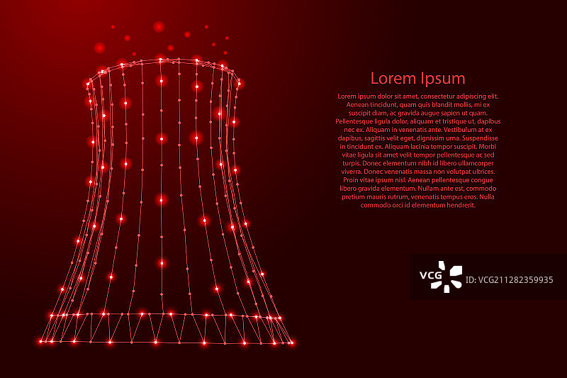 未来主义红色多边形线条构成的冷却塔图片素材