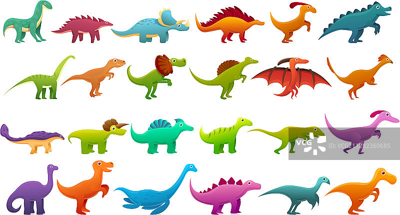 卡通风格恐龙图标合集图片素材