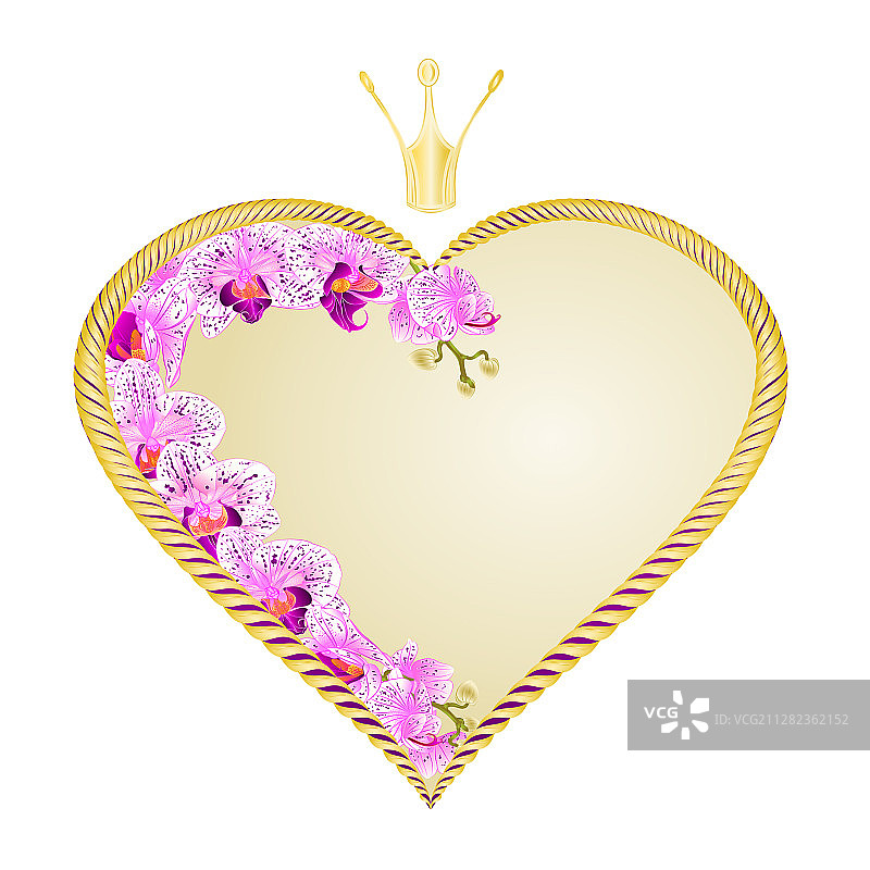 皇冠兰花金色爱心标签图片素材