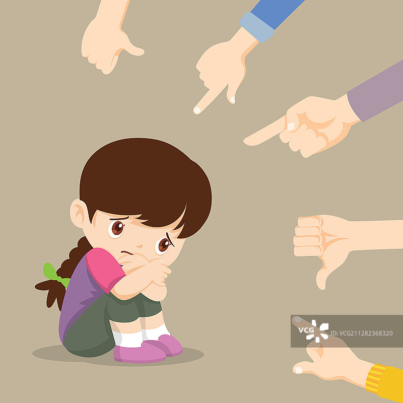 坐在地板上被指责的悲伤女孩图片素材