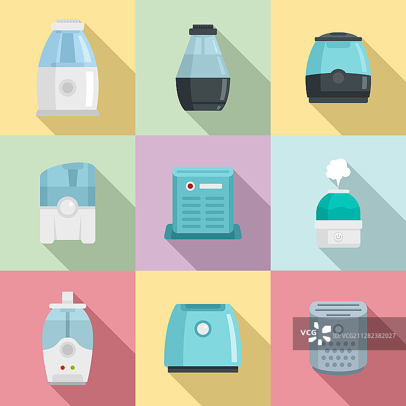 空气净化器图标扁平风格合集图片素材