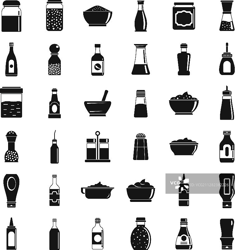 调味酱图标集简约风格图片素材