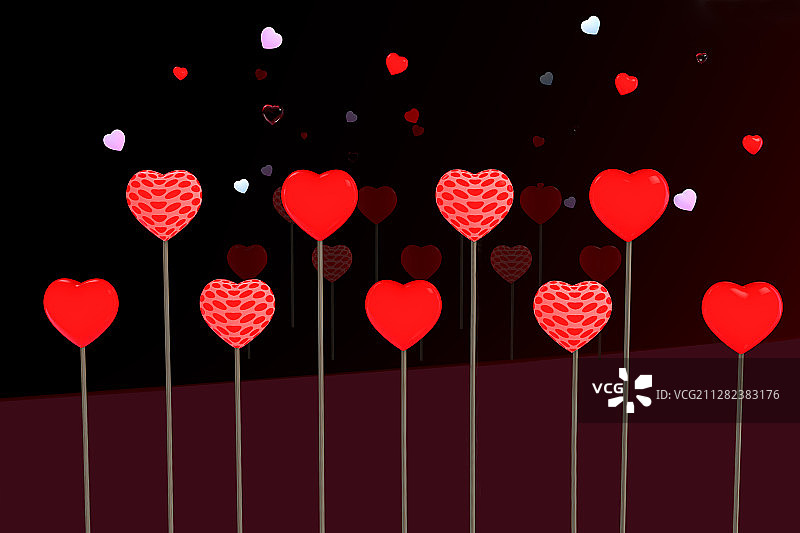 3d渲染的爱心气球插图,c4d制图图片素材