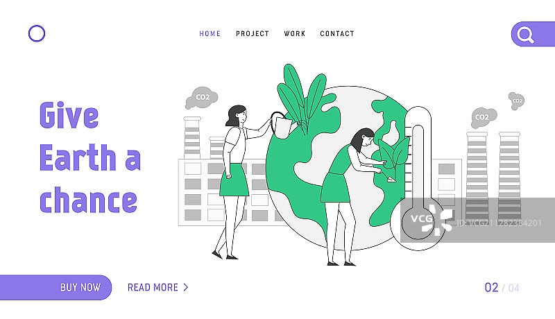 全球变暖网站着陆页女孩图片素材