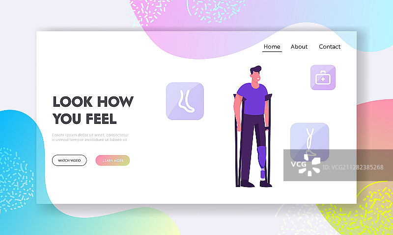 残疾人骨科医疗网站着陆页图片素材