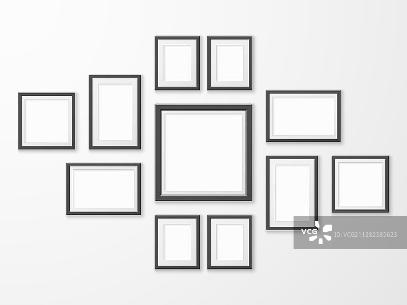 逼真黑色相框空图像框架图片素材