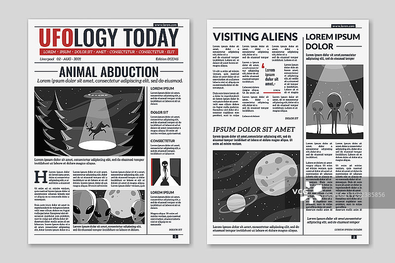包含文字媒体的飞碟报纸专栏图片素材