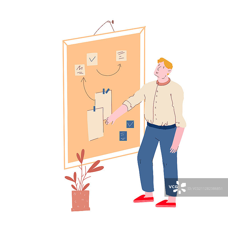 商人用便利贴制定策略图片素材