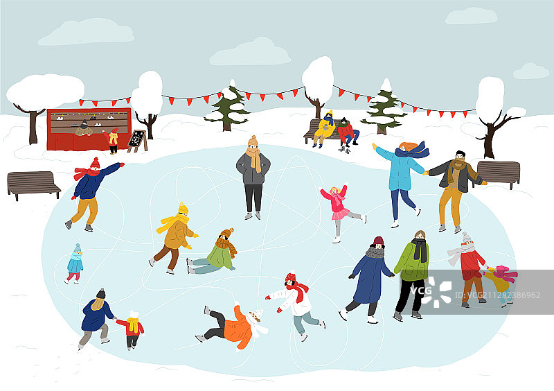 人们在户外溜冰图片素材