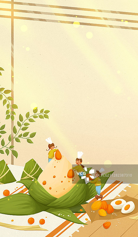 端午节插画包粽子竖版图片素材