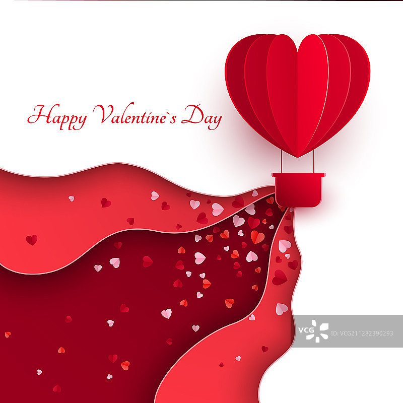 情人节红色剪纸心形图片素材