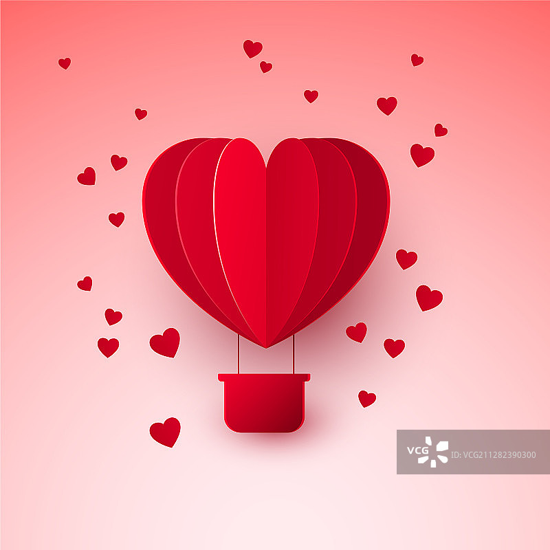 纸艺红色心形情人节设计图片素材