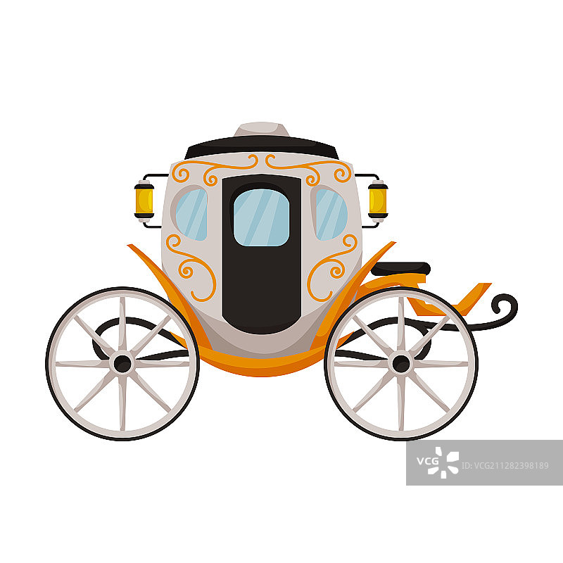 复古篷式马车卡通图标图片素材