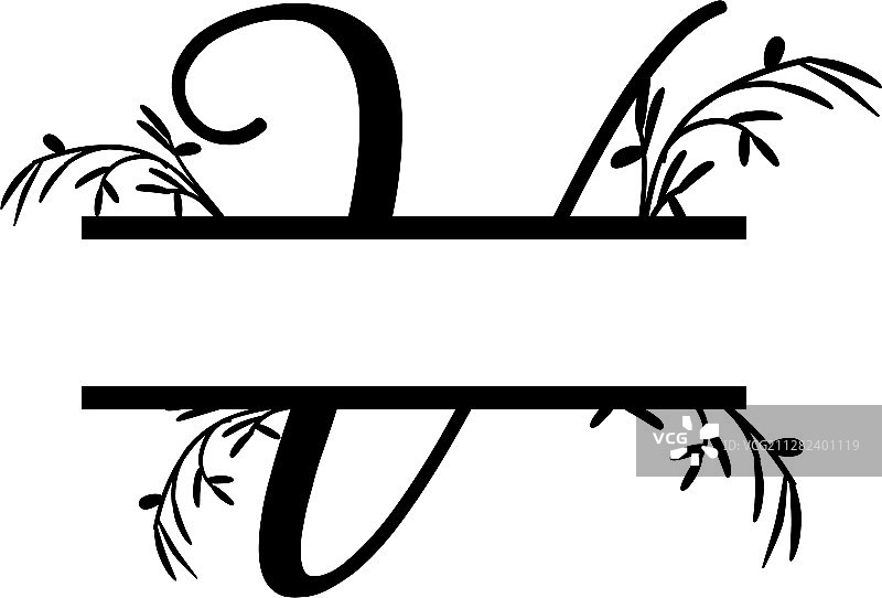 字母V装饰植物分割标志图片素材