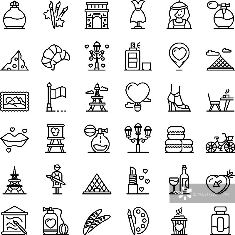 法国图标轮廓样式图片素材