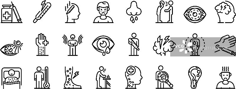 麻疹图标集线条风格图片素材