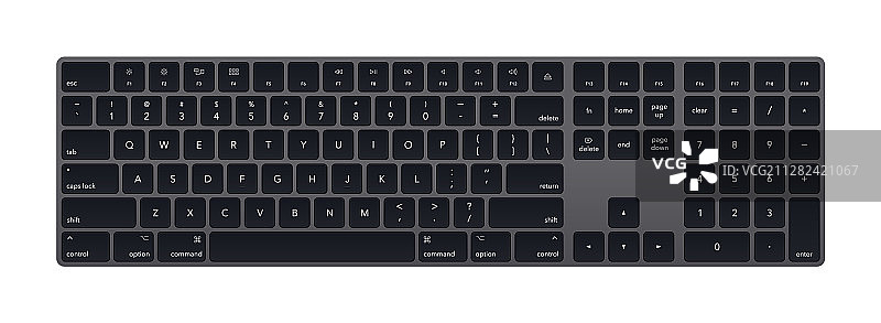 隔离的现代灰色笔记本电脑蓝牙键盘图片素材