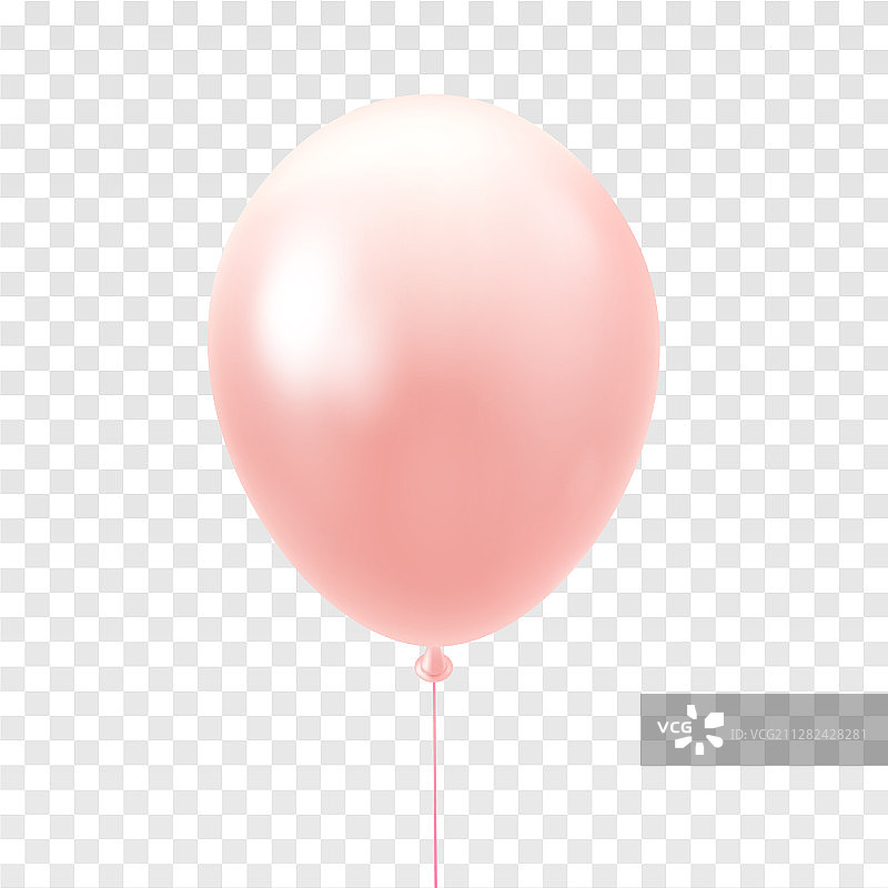 透明背景上孤立的淡粉色气球图片素材