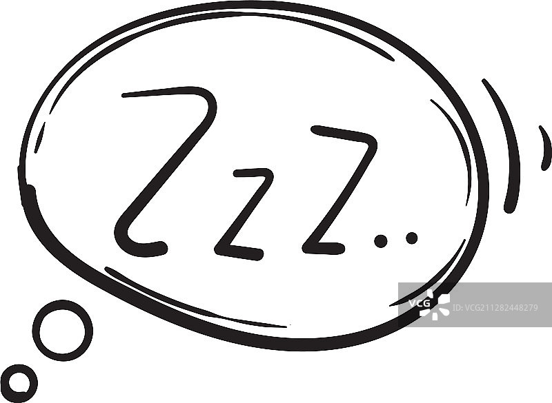 白色背景上代表困倦的涂鸦ZZZ符号图片素材