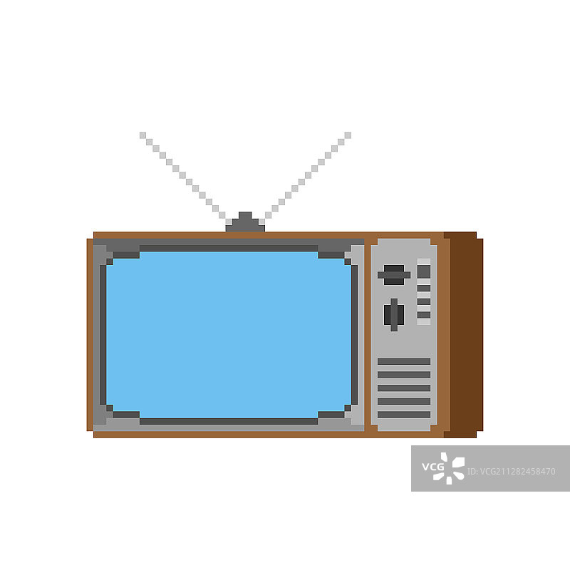 8位复古像素风老式电视机图片素材