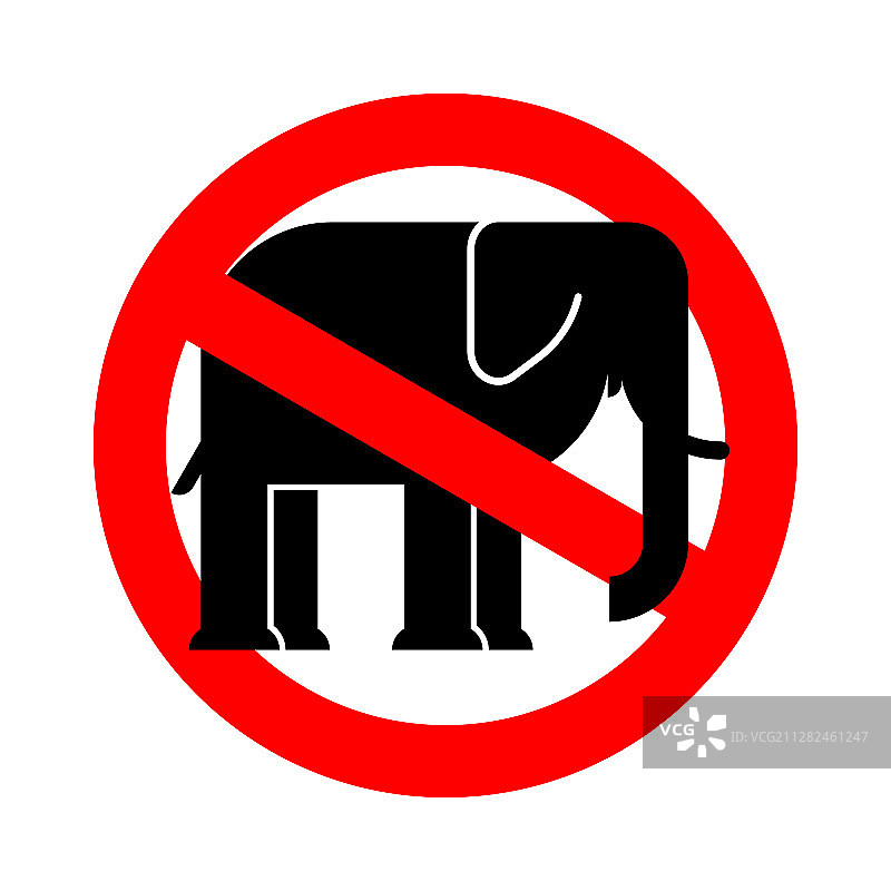 禁止猎杀非洲象红色标志图片素材