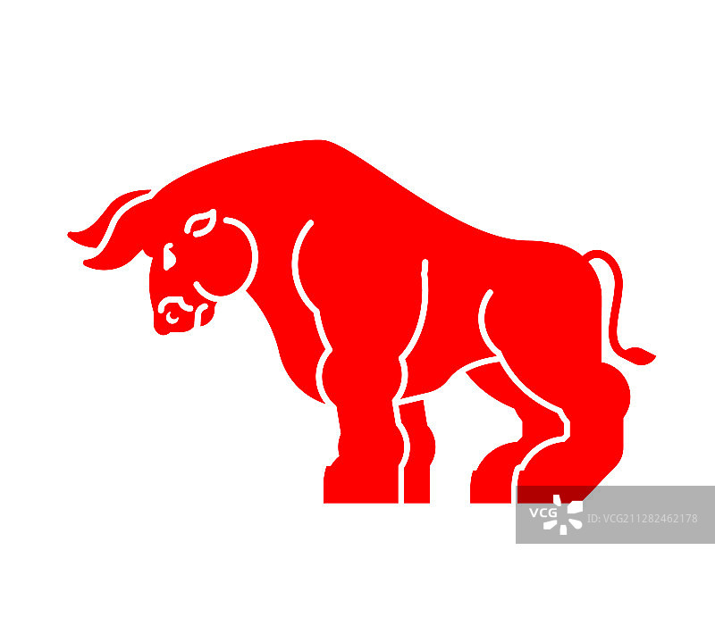红色强壮的公牛水牛图案图片素材