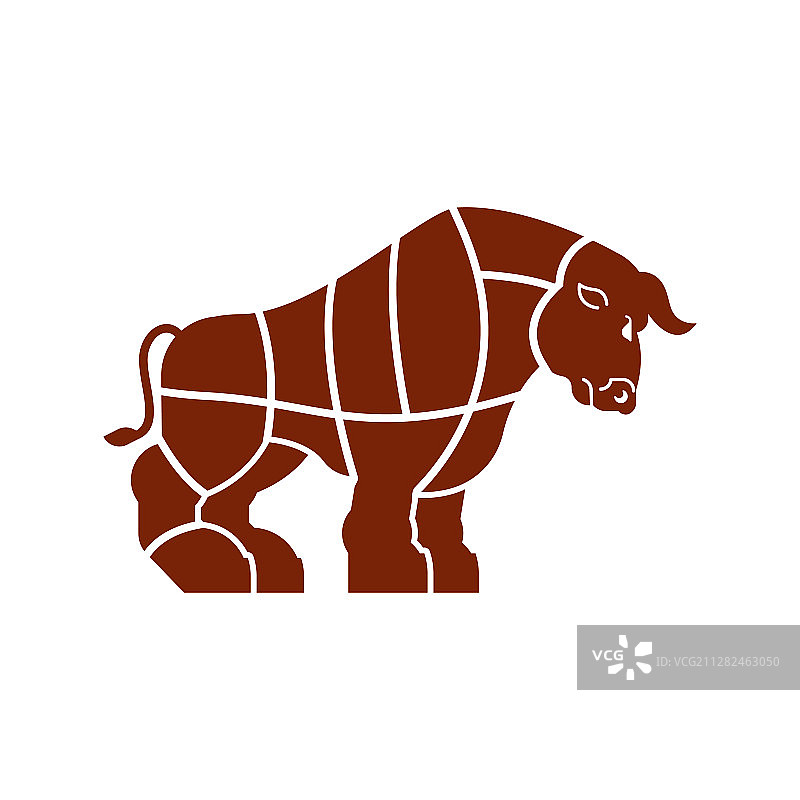 牛轮廓剪影线条图片素材