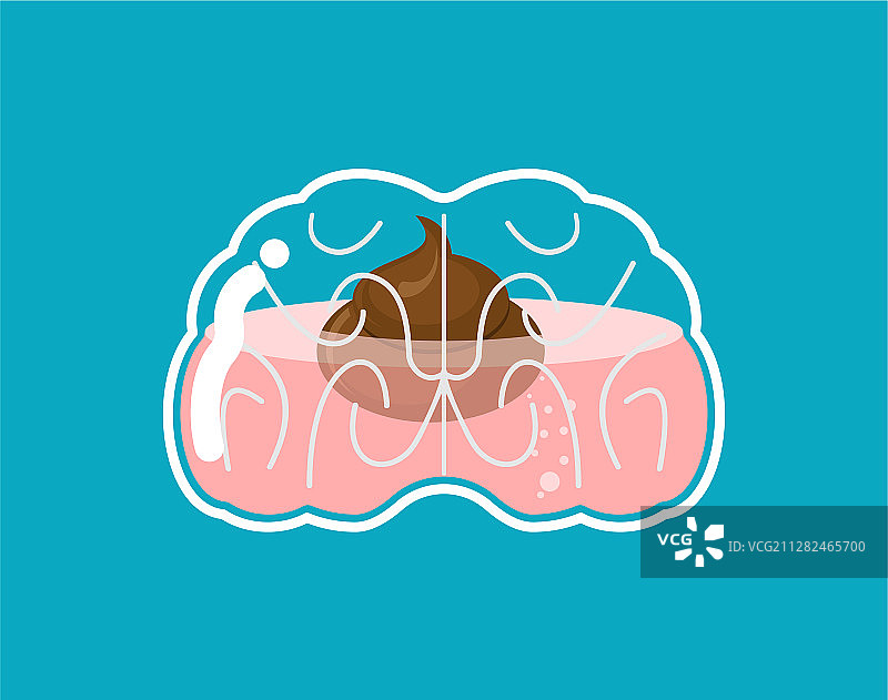 透明玻璃大脑和粪便图片素材