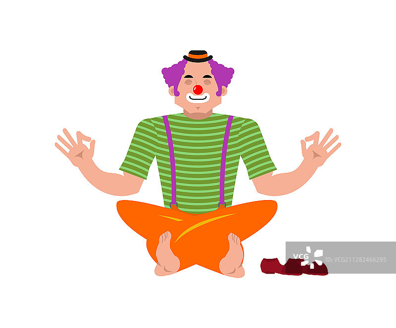小丑瑜伽乐趣卡通形象图片素材