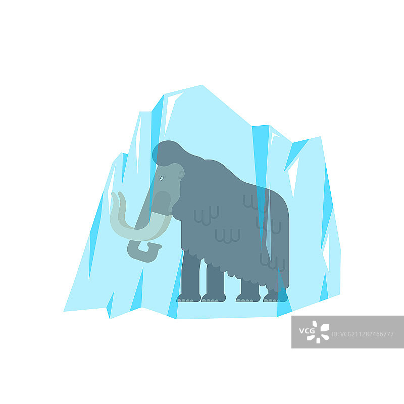 冰冻在冰中的猛犸史前野兽图片素材