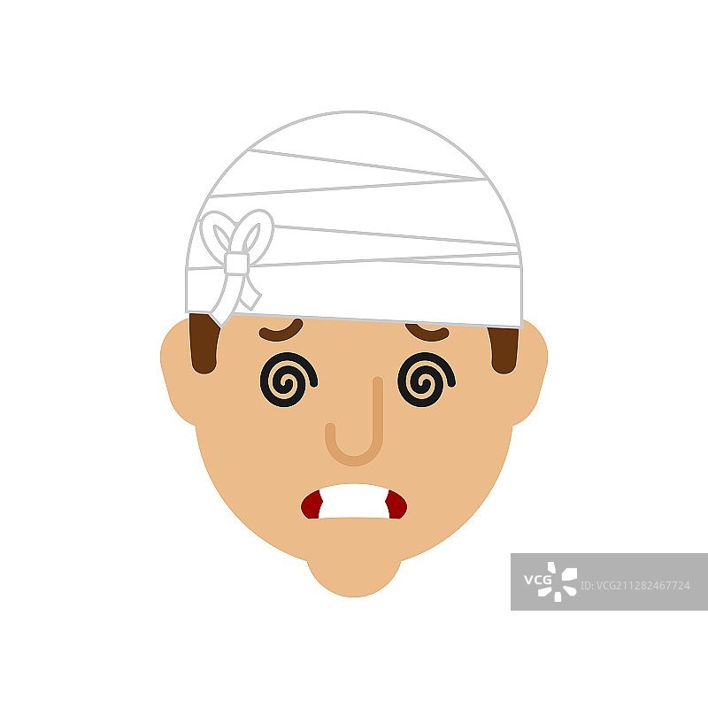 脑震荡绷带头部头痛隐喻图片素材