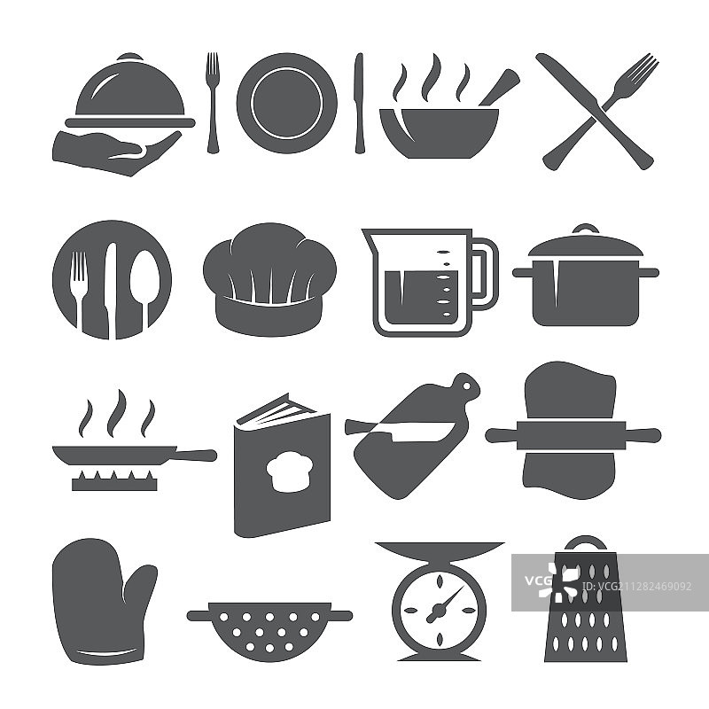 白色背景上的烹饪图标集图片素材