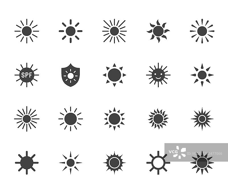 阳光扁平字形图标集图片素材