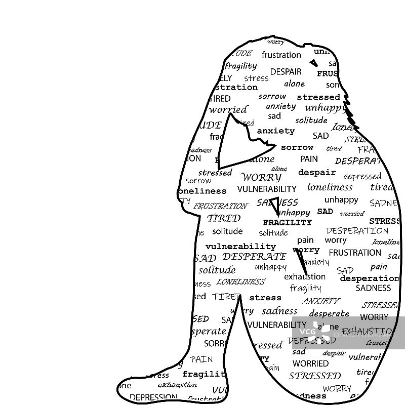 带有排版图案的悲伤女人剪影图片素材