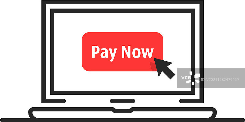 带有立即支付按钮的黑色细线笔记本电脑图片素材