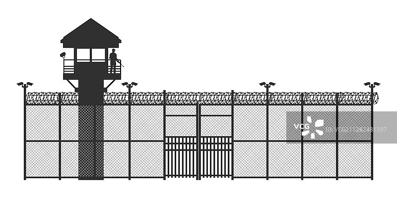 监狱围栏黑色轮廓图片素材