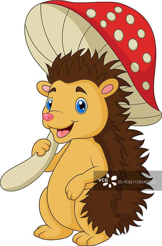 卡通刺猬带着蘑菇图片素材