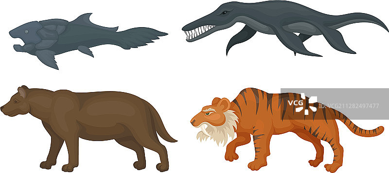 白色背景上的史前动物图片素材