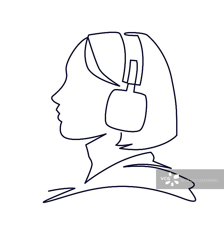 戴耳机听音乐的女人图片素材