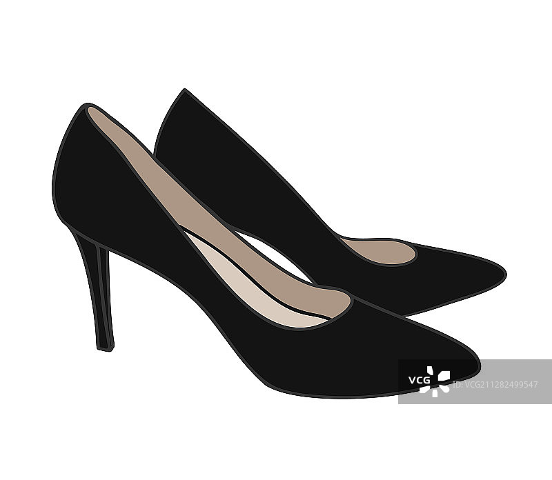 黑色高跟鞋俯视图卡通图片素材