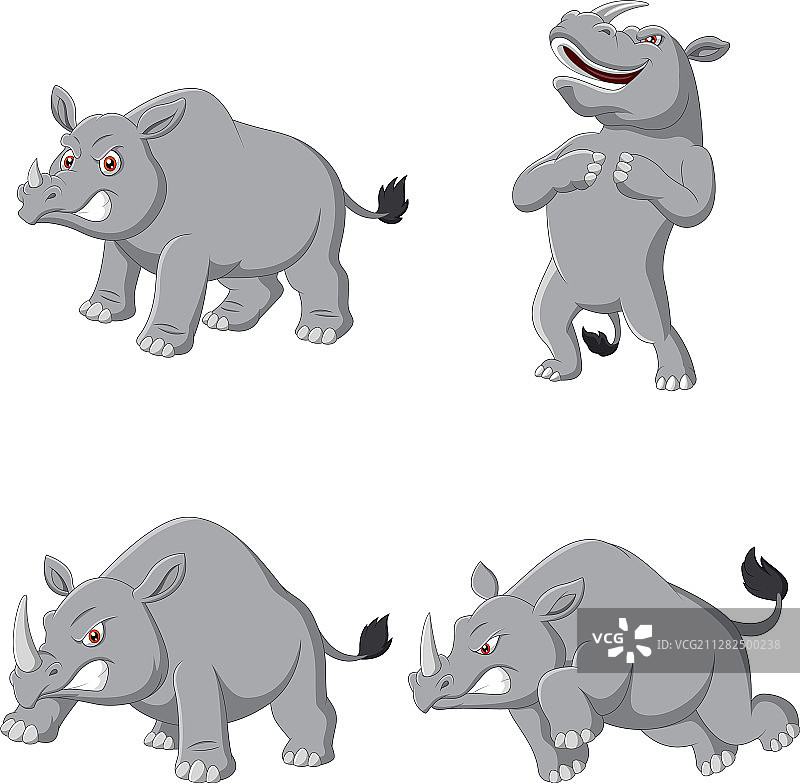 卡通愤怒犀牛合集图片素材
