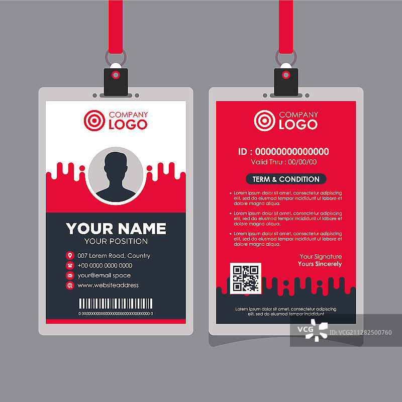 创意红色抽象身份卡模板图片素材