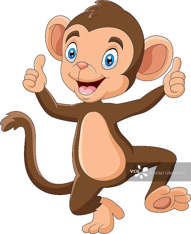 可爱猴子竖起大拇指图片素材