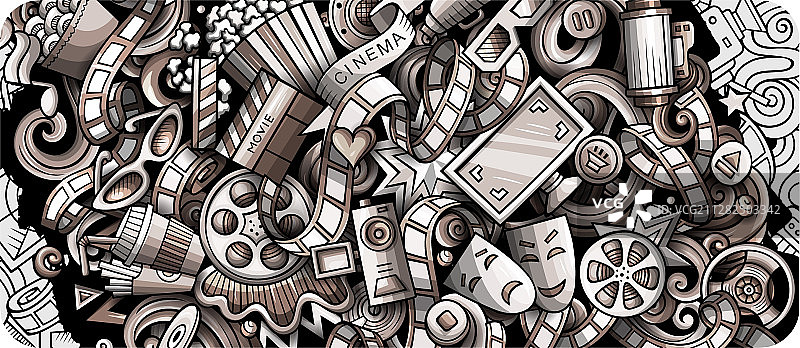 手绘电影涂鸦banner卡通详情图片素材