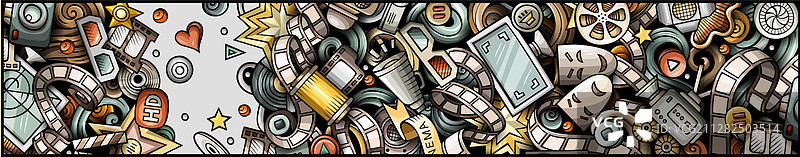 手绘电影涂鸦banner卡通详情图片素材