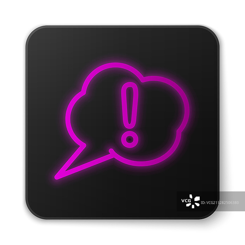 发光霓虹灯线条语音气泡和感叹号图标图片素材