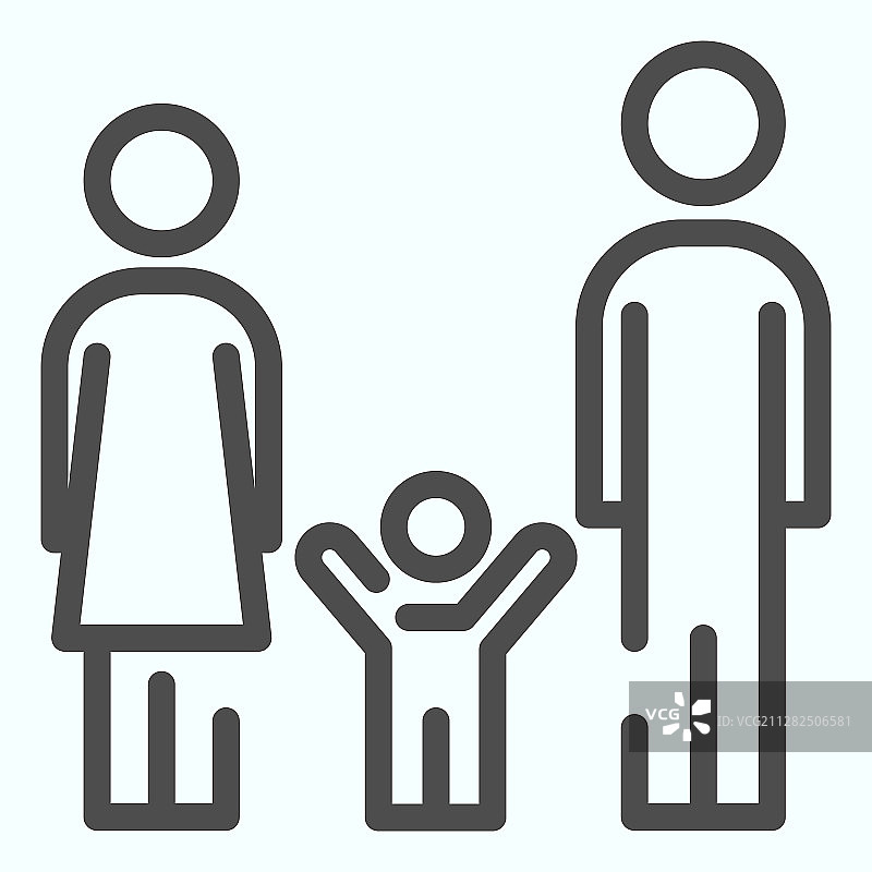 幸福家庭线条图标：父母和孩子图片素材