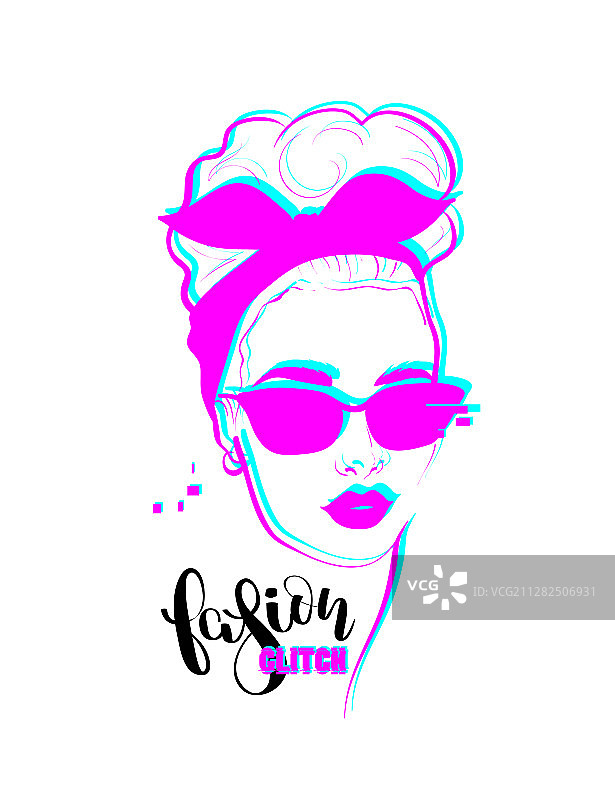 故障风女性时尚人像波普艺术设计图片素材