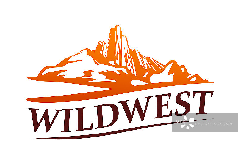 带有美国西部金色峡谷的狂野西部标志图片素材
