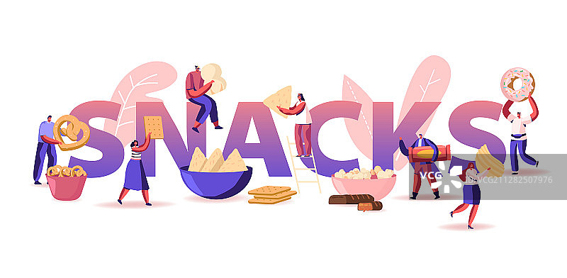 人们吃零食概念图图片素材